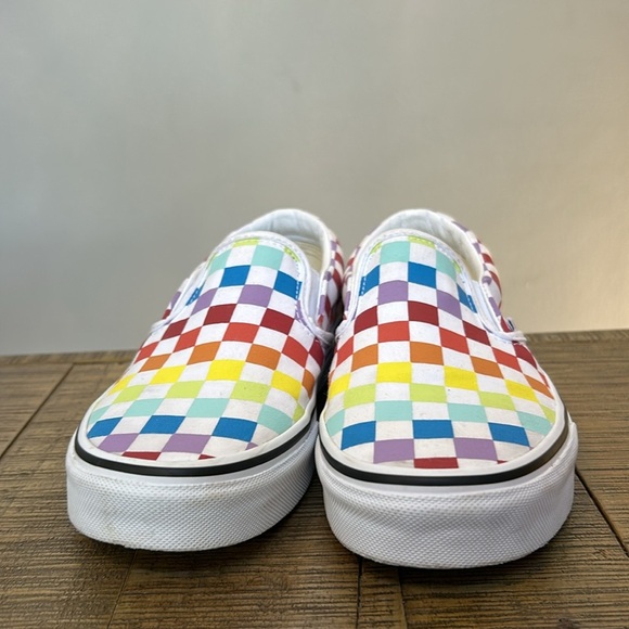 Vans Classic Slip-On Rainbow Checkerboard Skate Shoe Sneakers men 5.5 women’s 7 - Picture 3 of 10